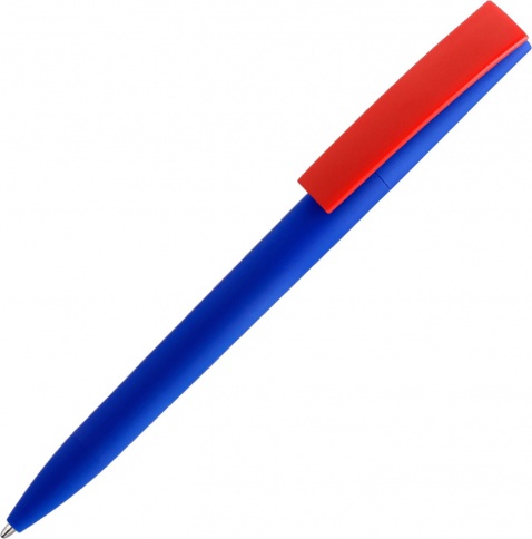 Ручка пластиковая шариковая Solke Zeta Soft Blue Mix, синяя с красным фото 1