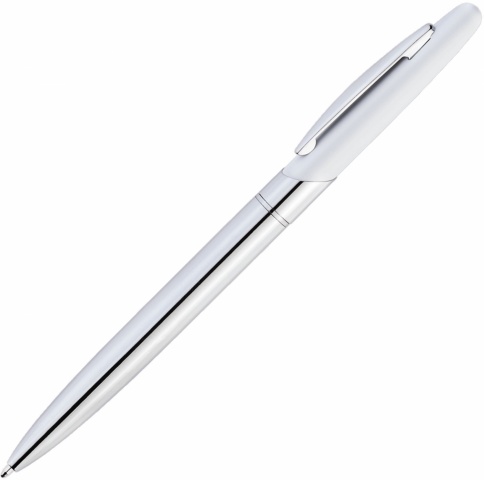 Ручка металлическая шариковая Vivapens Aris Soft, серебристая с белым фото 1