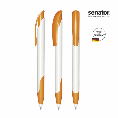 Шариковая ручка Senator Challenger Basic Polished Soft Grip, белая с оранжевым фото 2
