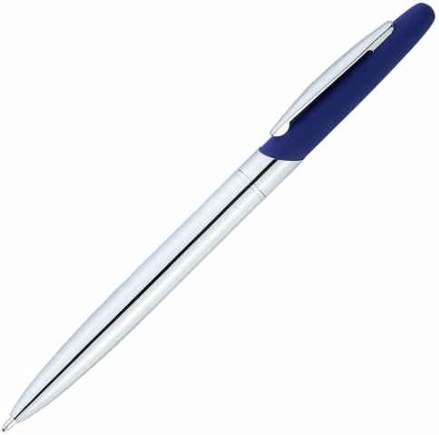 Ручка металлическая шариковая Vivapens Aris Soft, серебристая с синим фото 1
