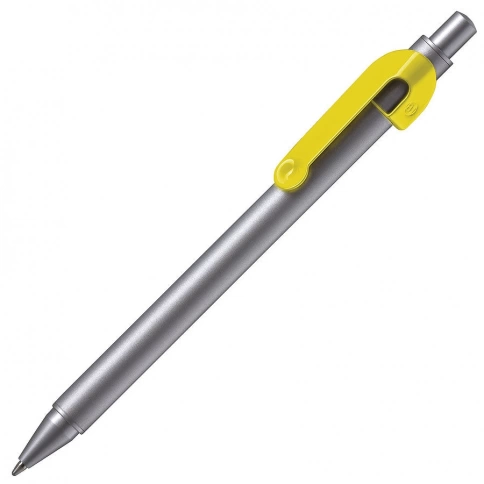 Ручка металлическая шариковая B1 Snake, серебристая с жёлтым фото 1