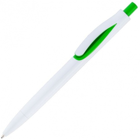 Ручка пластиковая шариковая Vivapens Focus, белая с салатовым фото 1