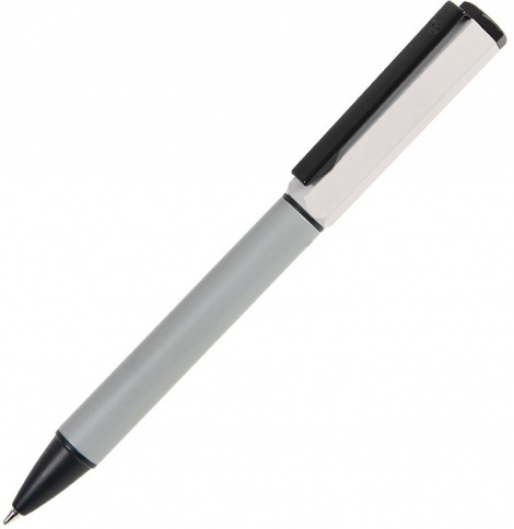 Ручка металлическая шариковая ручка B1 Bro, серая с белым фото 1