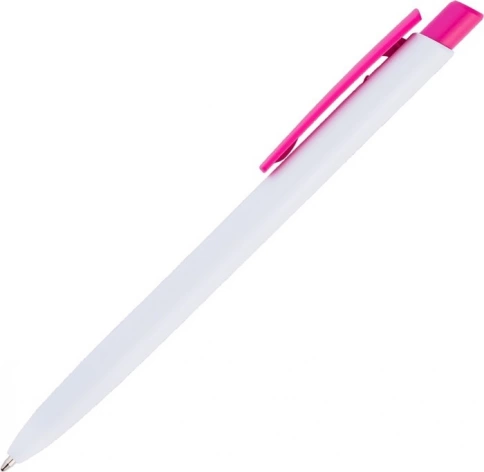 Ручка пластиковая шариковая Vivapens POLO, белая с розовым фото 2