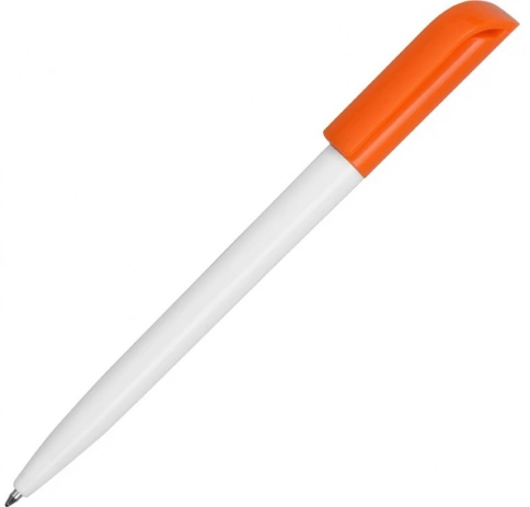 Ручка пластиковая шариковая Carolina Solid Color, белая с оранжевым фото 1