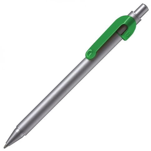 Ручка металлическая шариковая B1 Snake, серебристая с зелёным фото 1