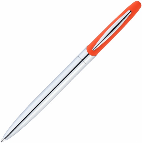 Ручка металлическая шариковая Vivapens Aris Soft, серебристая с оранжевым фото 1