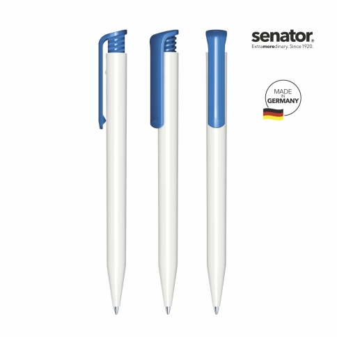 Шариковая ручка Senator Super-Hit Basic Polished, белая с голубым фото 2