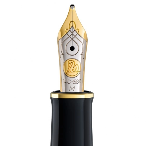 Ручка перьевая Pelikan Souveraen M 600 (PL980136) Black GT M перо золото 14K покрытое родием подар.кор. фото 4