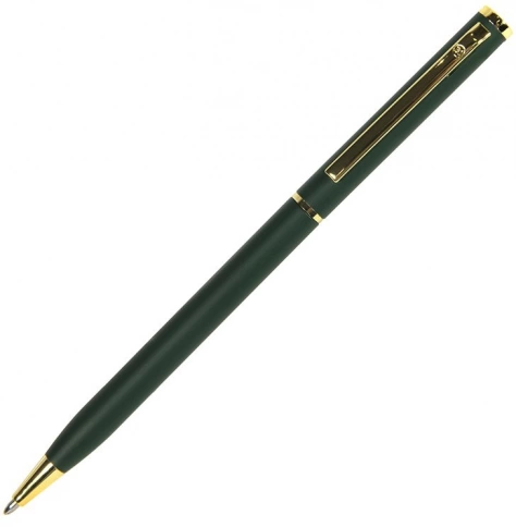Ручка металлическая шариковая B1 Slim Gold, зелёная с золотистым фото 1