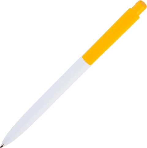Ручка пластиковая шариковая Vivapens POLO, белая с жёлтым фото 3