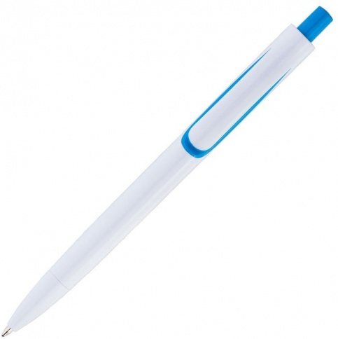 Ручка пластиковая шариковая Vivapens Focus, белая с голубым фото 3