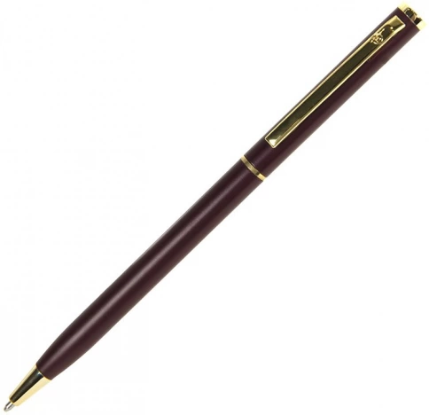 Ручка металлическая шариковая B1 Slim Gold, красная с золотистым фото 1