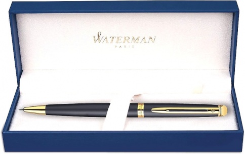 Ручка шариковая Waterman Hemisphere (S0920770) Matte Black GT M синие чернила подар.кор. фото 2