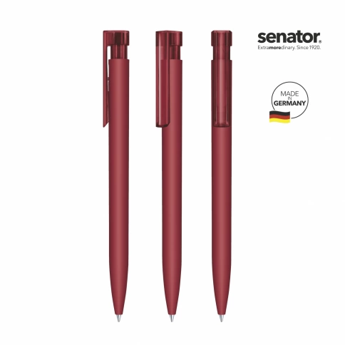 Шариковая ручка Senator Liberty Polished Soft Touch Clip Clear, т.красная фото 2