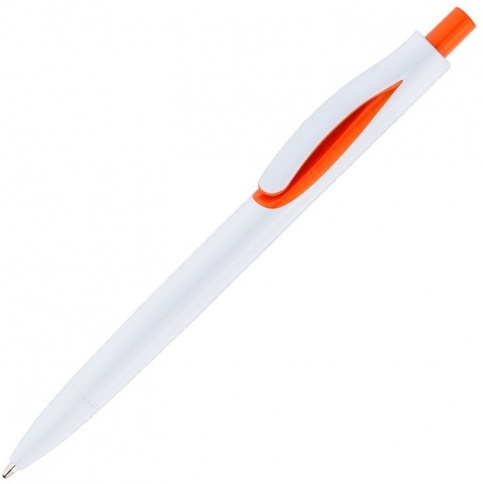 Ручка пластиковая шариковая Vivapens Focus, белая с оранжевым фото 1