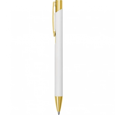 Ручка металлическая шариковая Z-PEN, Legend Soft Touch Mirror Gold, белая c золотистым фото 2