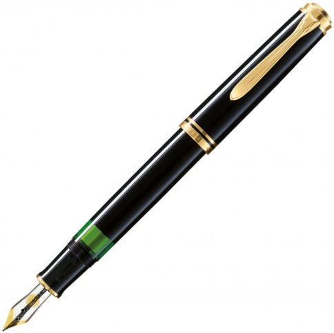 Ручка перьевая Pelikan Souveraen M 600 (PL980136) Black GT M перо золото 14K покрытое родием подар.кор. фото 1