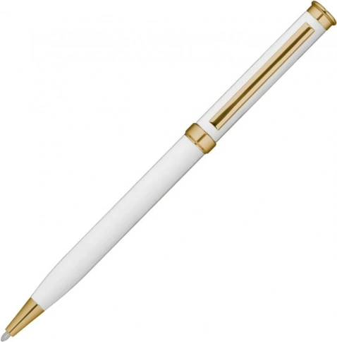 Ручка металлическая шариковая Vivapens METEOR SOFT MIRROR GOLD, белая с золотистым фото 3