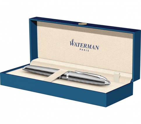 Ручка роллер Waterman Carene (S0909870) Essential Silver ST F черные чернила подар.кор. фото 8
