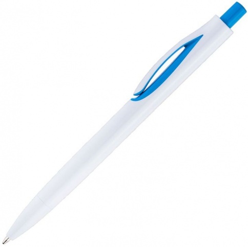 Ручка пластиковая шариковая Vivapens Focus, белая с голубым фото 2