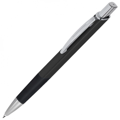 Ручка металлическая шариковая B1 Square, чёрная  с серебристым фото 1