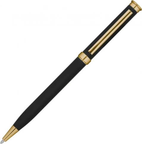 Ручка металлическая шариковая Vivapens METEOR SOFT MIRROR GOLD, чёрная с золотистым фото 1