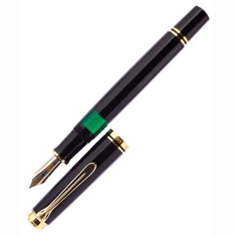 Ручка перьевая Pelikan Souveraen M 600 (PL980136) Black GT M перо золото 14K покрытое родием подар.кор. фото 3