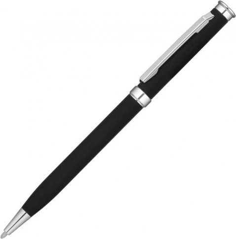 Ручка металлическая шариковая Vivapens METEOR SOFT, чёрная с серебристым фото 1