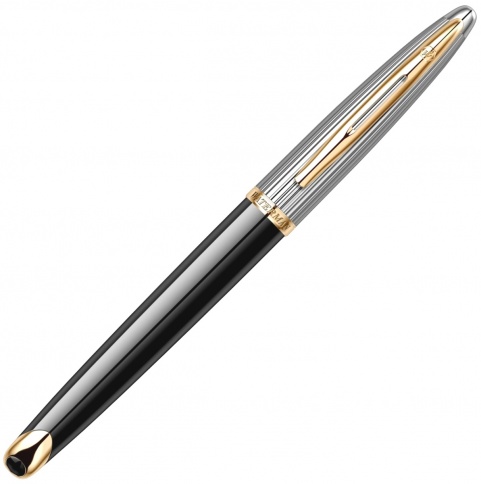 Ручка роллер Waterman Carene De Luxe (S0699980) Black Silver GT F черные чернила подар.кор. фото 4