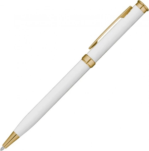 Ручка металлическая шариковая Vivapens METEOR SOFT MIRROR GOLD, белая с золотистым фото 2