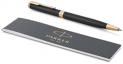 Ручка шариковая Parker Sonnet Core K428 Slim (1931520) Matte Black GT M черные чернила подар.кор. фото 2