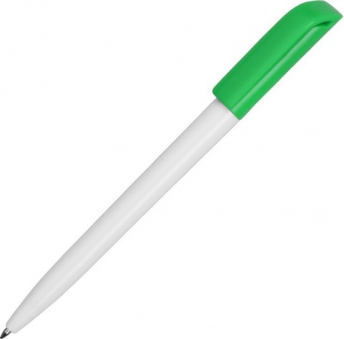 Ручка пластиковая шариковая Carolina Solid Color, белая с зелёным фото 1