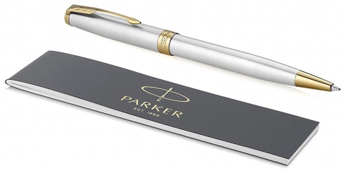 Ручка шариковая Parker Sonnet Core K527 (1931507) Stainless Steel GT M черные чернила подар.кор. фото 2