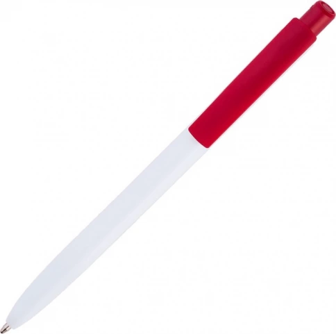 Ручка пластиковая шариковая Vivapens POLO, белая с красным фото 3