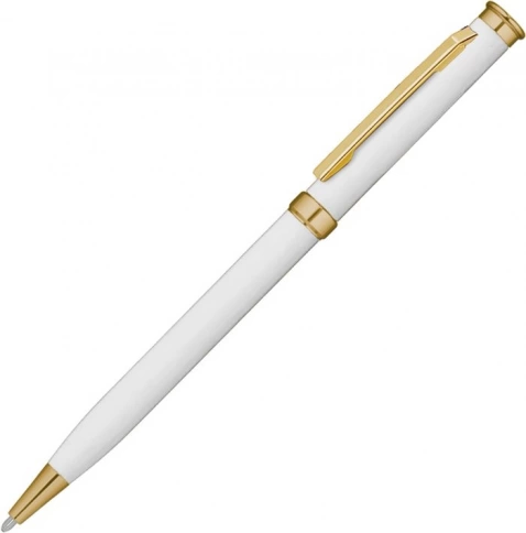 Ручка металлическая шариковая Vivapens METEOR SOFT MIRROR GOLD, белая с золотистым фото 1