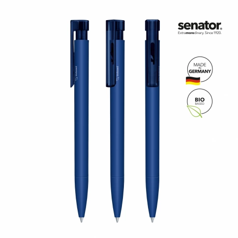 Шариковая ручка Senator Liberty Polished Bio Matt Clip Clear, тёмно-синяя фото 2