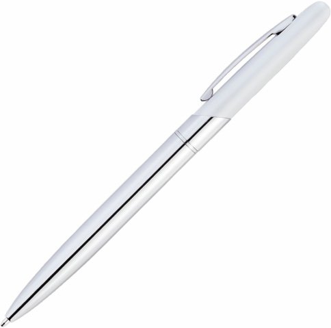 Ручка металлическая шариковая Vivapens Aris Soft, серебристая с белым фото 2