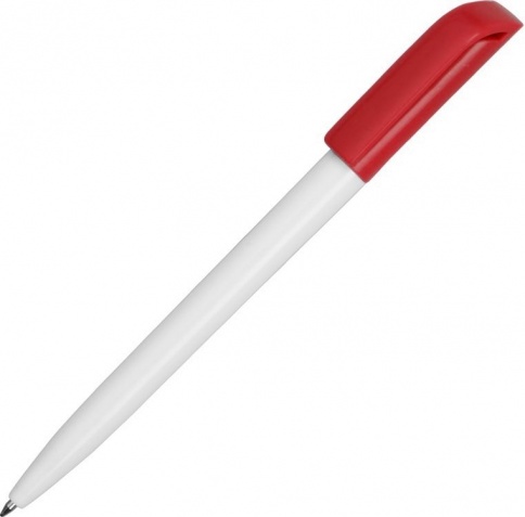 Ручка пластиковая шариковая Carolina Solid Color, белая с красным фото 1