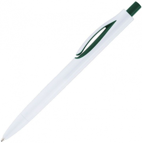 Ручка пластиковая шариковая Vivapens Focus, белая с зелёным фото 2