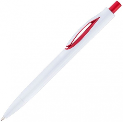 Ручка пластиковая шариковая Vivapens Focus, белая с красным фото 2