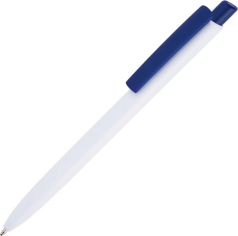 Ручка пластиковая шариковая Vivapens POLO, белая с тёмно-синим фото 1